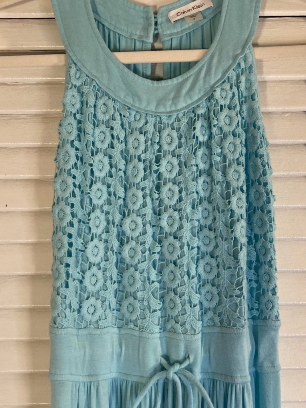Calvin Klein Aqua Lace Maxi Dress